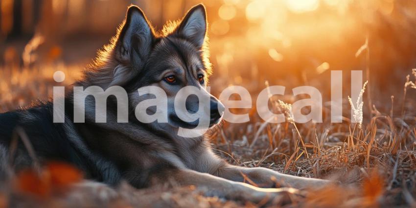 Joyful Canine Portrait: A Smiling Aussie Shepherd Basking in the Warm Sunlight