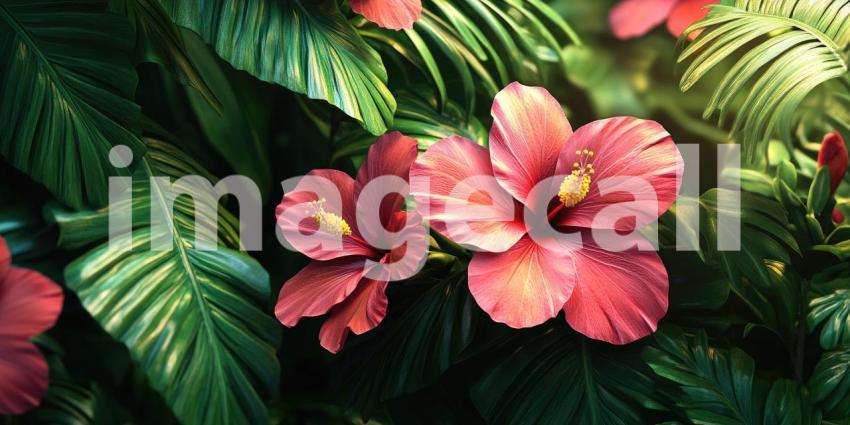 Blooming Beauty: A Vibrant Display of Pink Hibiscus Flowers