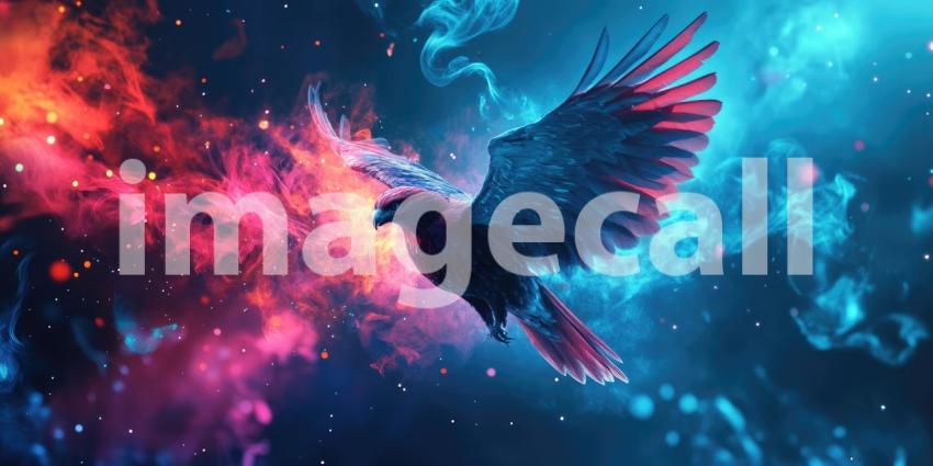 Silhouette of Solitude: A Hawk Perches on a Branch as the Sun Sets Over a Misty Forest