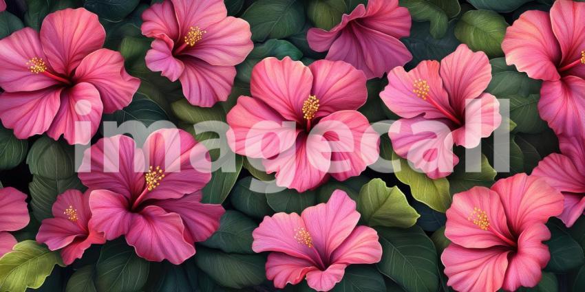 Blooming Beauty: A Vibrant Display of Pink Hibiscus Flowers