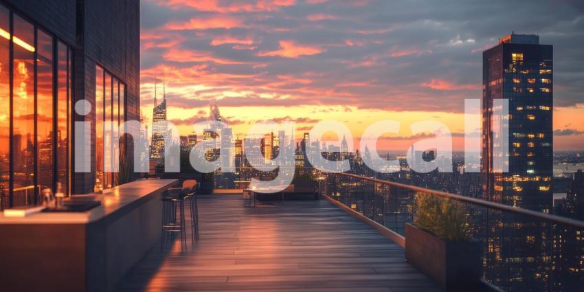 Urban Oasis: A Rooftop Terrace with Stunning Sunset Views
