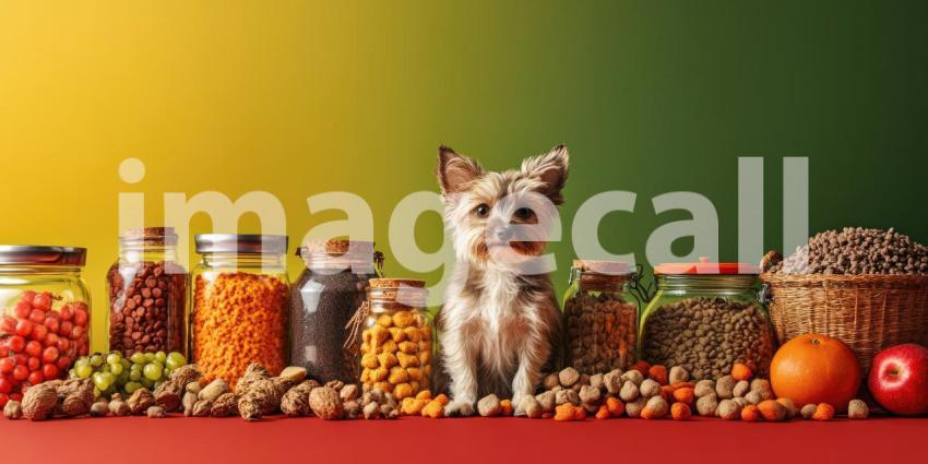 Pet Pantry Paradise: A Colorful Display of Food and Treats for Furry Friends