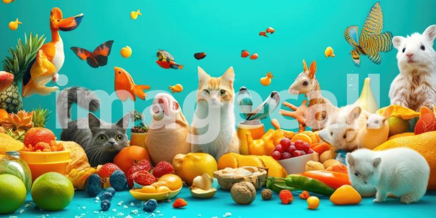 Pet Pantry Paradise: A Colorful Display of Food and Treats for Furry Friends
