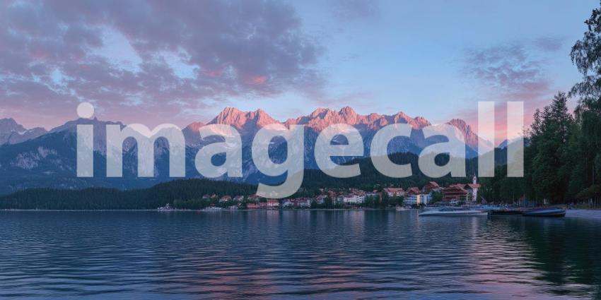 Golden Hour Serenity: A Sun-kissed Mountain Lake at Sunset