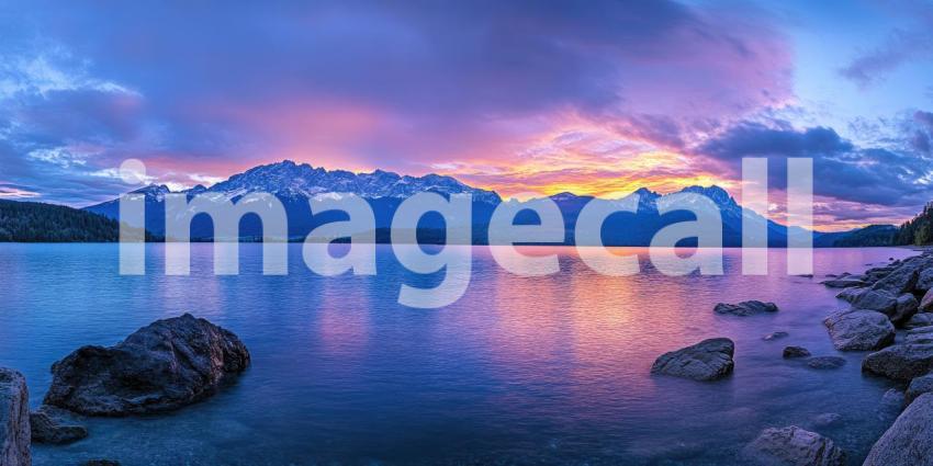 Golden Hour Serenity: A Sun-kissed Mountain Lake at Sunset