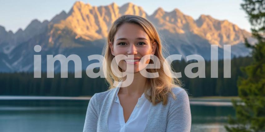 Golden Hour Serenity: A Sun-kissed Mountain Lake at Sunset