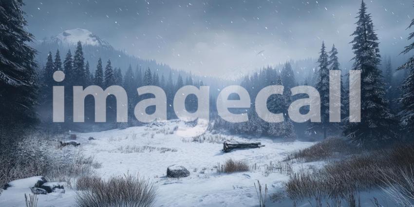 A Winter Sunrise Paints the Snow-Capped Mountains with Gold