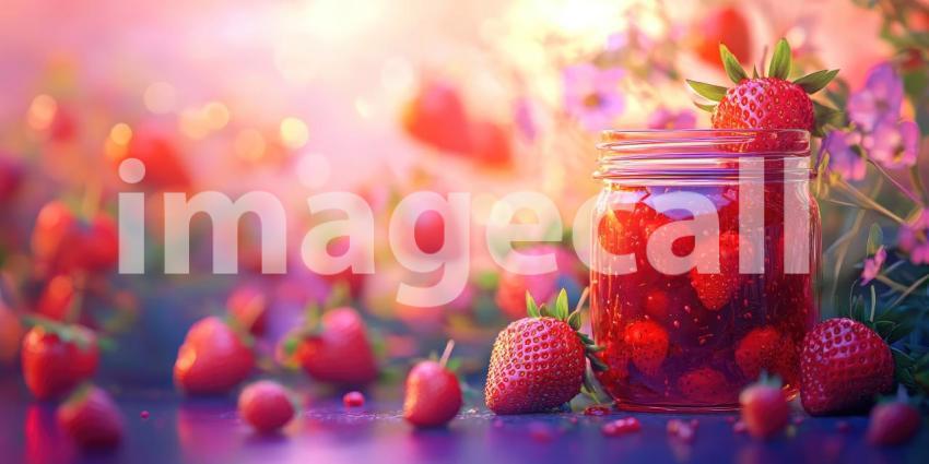 A Sun-Kissed Symphony of Strawberries: Ripe and Juicy, Captured in a Jar of Sweet Summer Memories.