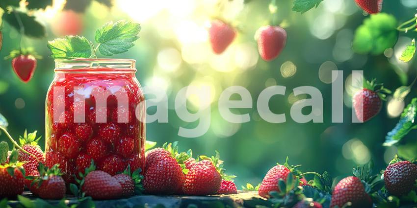 A Sun-Kissed Symphony of Strawberries: Ripe and Juicy, Captured in a Jar of Sweet Summer Memories.