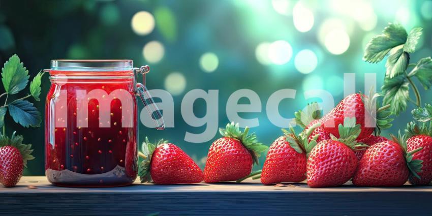 A Sun-Kissed Symphony of Strawberries: Ripe and Juicy, Captured in a Jar of Sweet Summer Memories.