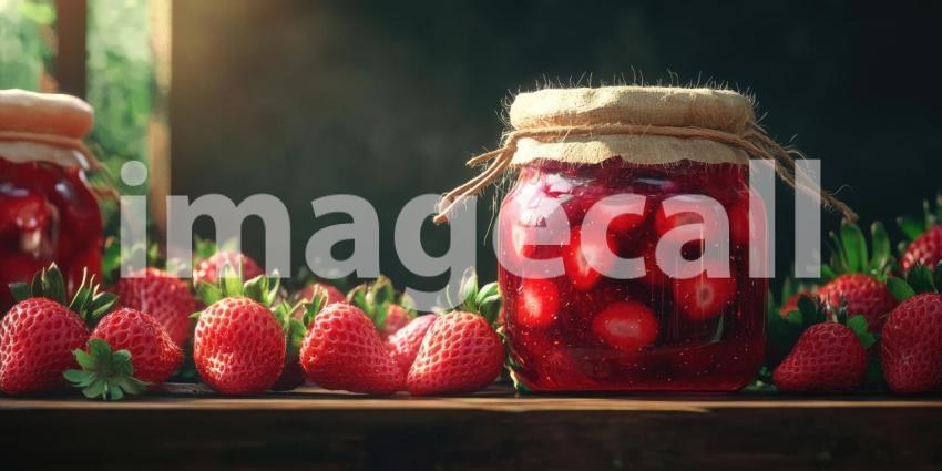 A Sun-Kissed Symphony of Strawberries: Ripe and Juicy, Captured in a Jar of Sweet Summer Memories.