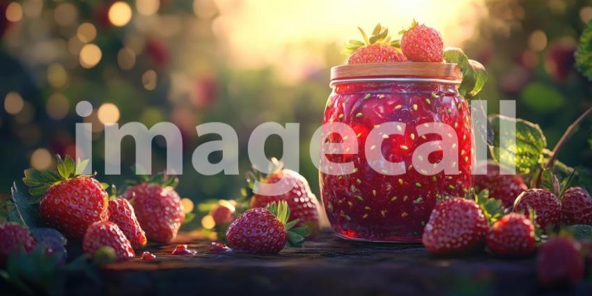A Sun-Kissed Symphony of Strawberries: Ripe and Juicy, Captured in a Jar of Sweet Summer Memories.