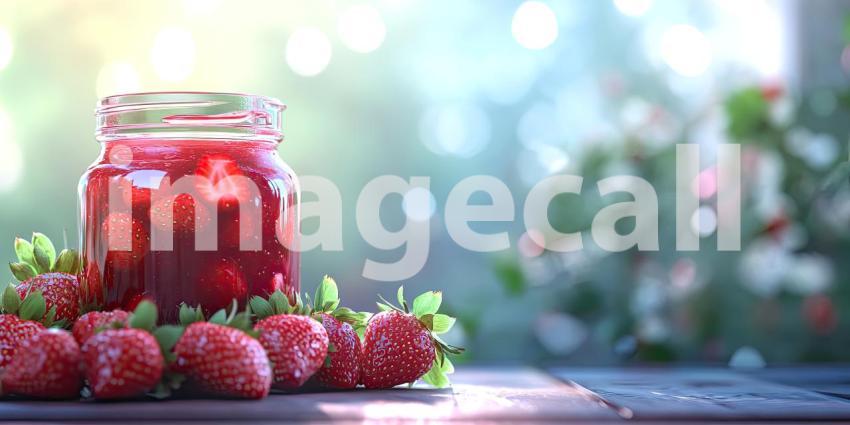 A Sun-Kissed Symphony of Strawberries: Ripe and Juicy, Captured in a Jar of Sweet Summer Memories.