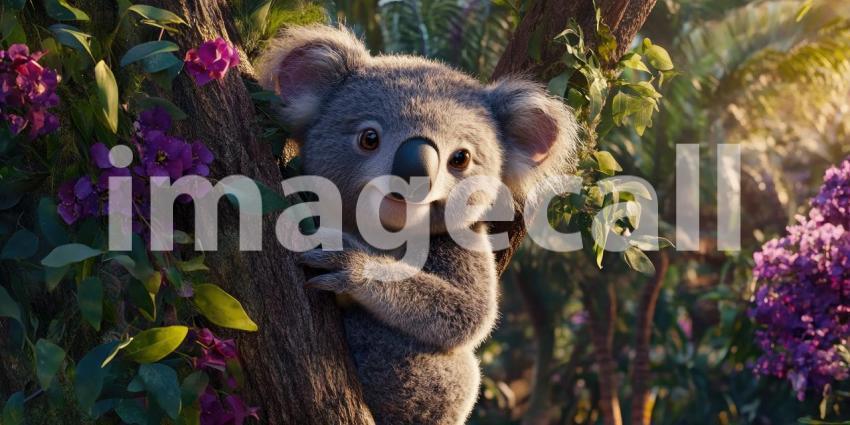 A Cheeky Smile and a Warm Embrace: This Adorable Koala Cub Seems to Invite Us into the Heart of the Australian Bush.