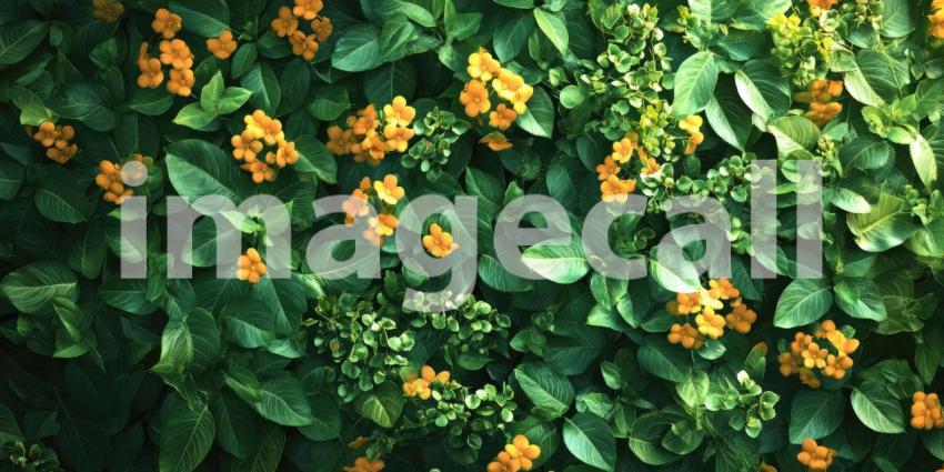 A Tapestry of Crimson and Jade: A Symphony of Vibrant Red Blossoms Dances Amongst a Sea of Lush Green Leaves, Creating a Mesmerizing Floral Tapestry.