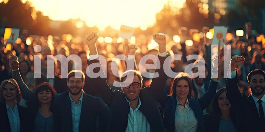 Unified Gesture: Large Group Raising Hands in Outdoor Professional Gathering