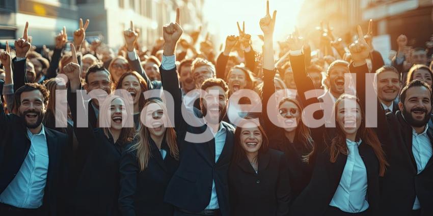 Unified Gesture: Large Group Raising Hands in Outdoor Professional Gathering