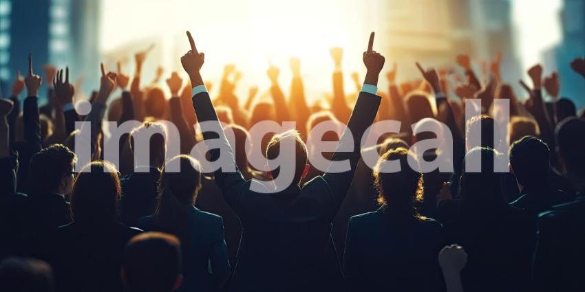 Unified Gesture: Large Group Raising Hands in Outdoor Professional Gathering