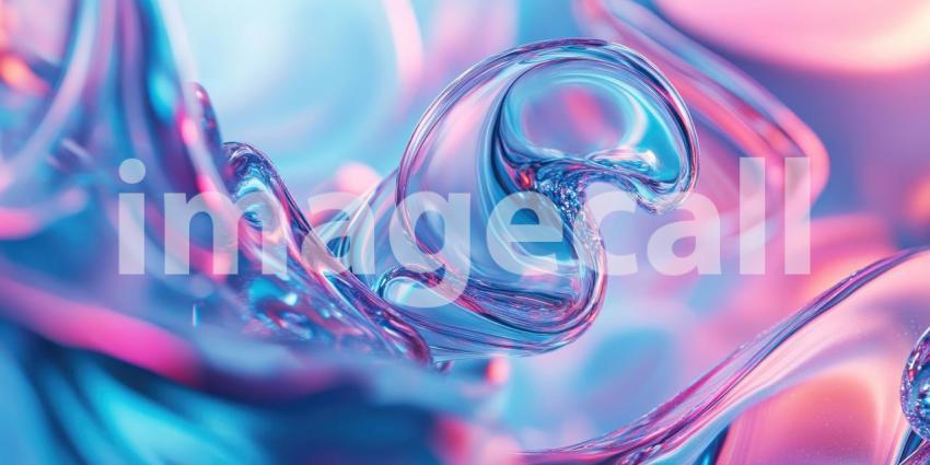 A Symphony of Shimmer: A Dance of Light and Color as Fluid Forms Twist and Turn, Creating a Mesmerizing Abstract Landscape.