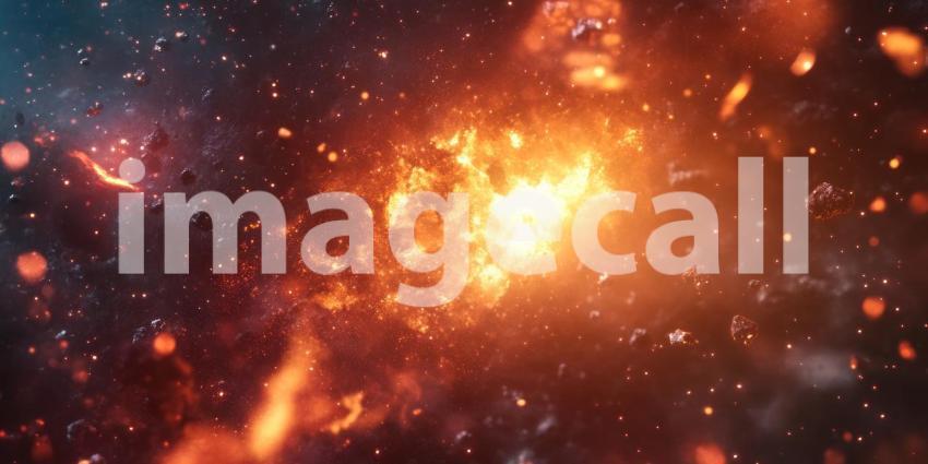 A Blaze of Glory: A Fiery Explosion Illuminates the Darkness, Leaving a Trail of Golden Sparks and Embers in its Wake.