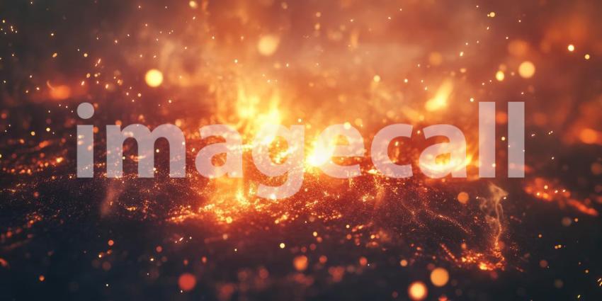 A Blaze of Glory: A Fiery Explosion Illuminates the Darkness, Leaving a Trail of Golden Sparks and Embers in its Wake.