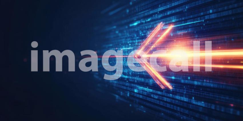 The Digital Frontier: A Glowing Arrow of Progress Cuts Through the Matrix of Code, Guiding Us into the Future of Technology.