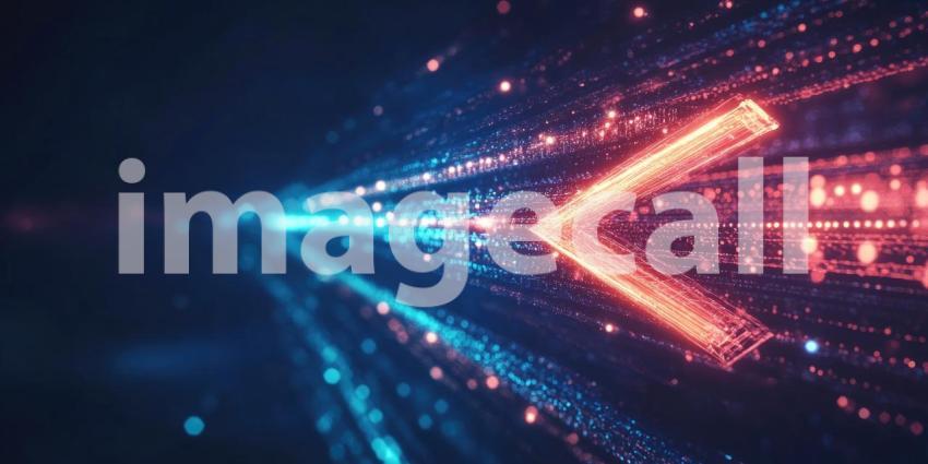 The Digital Frontier: A Glowing Arrow of Progress Cuts Through the Matrix of Code, Guiding Us into the Future of Technology.