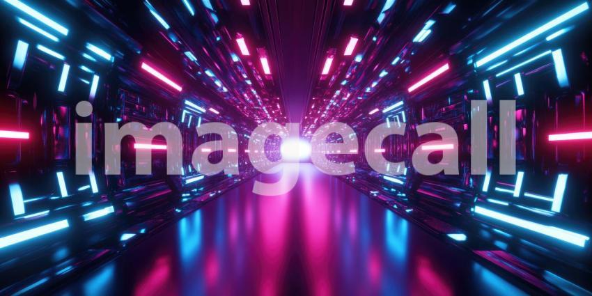 A Neon Odyssey: A Futuristic Passageway Shimmers with Pulsating Lights, Inviting Exploration into the Unknown.