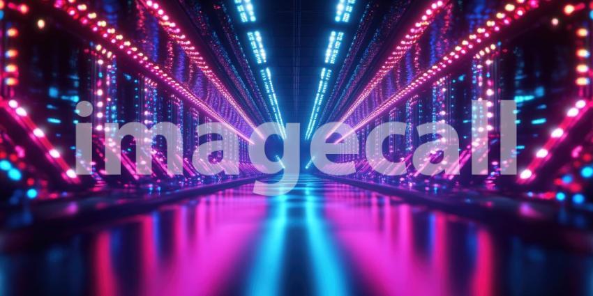 A Neon Odyssey: A Futuristic Passageway Shimmers with Pulsating Lights, Inviting Exploration into the Unknown.