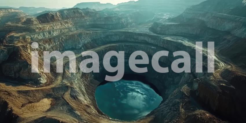 Heavy machinery carves its way through the rugged mountain terrain, extracting resources from the earth