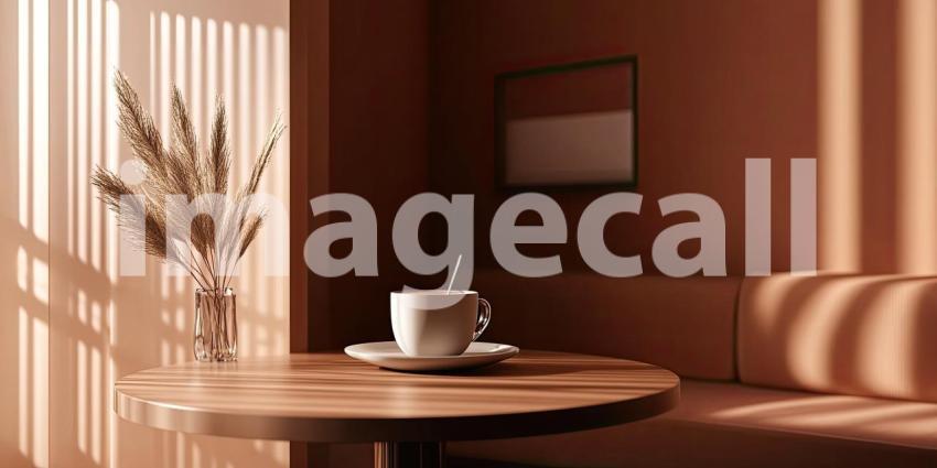 Sunlight and Terracotta: A modern living space bathed in warm sunlight, where terracotta walls and plush furnishings create a cozy and inviting atmosphere.