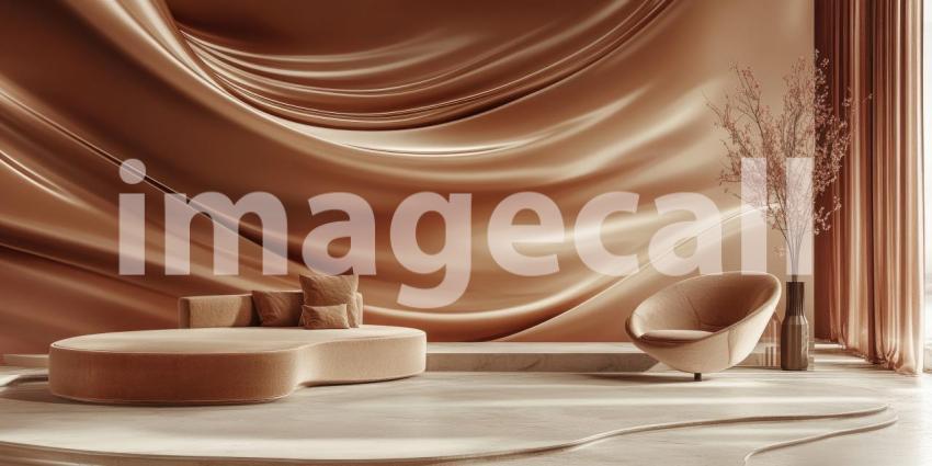 Sunlight and Terracotta: A modern living space bathed in warm sunlight, where terracotta walls and plush furnishings create a cozy and inviting atmosphere.