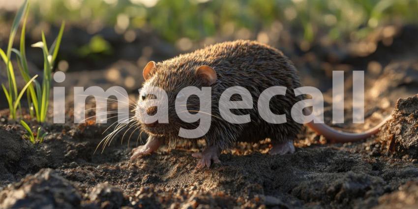 Nocturnal Prowler: A sleek, dark rodent emerges from the shadows, its eyes gleaming with predatory intent, ready to navigate the night.