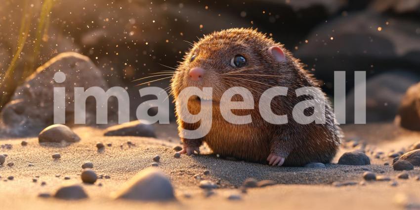 Nocturnal Prowler: A sleek, dark rodent emerges from the shadows, its eyes gleaming with predatory intent, ready to navigate the night.