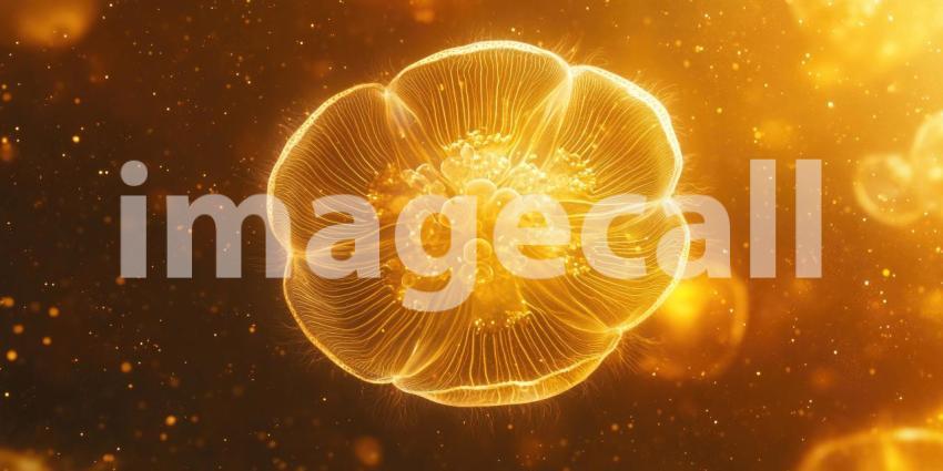 A Phantom of the Deep: A luminous jellyfish, bathed in sunlight, drifts through the ocean depths, its translucent bell and delicate tentacles creating an ethereal spectacle.