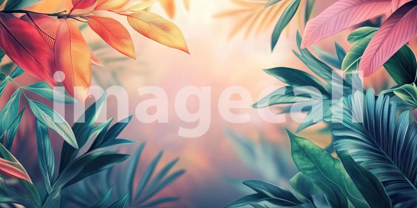 Tropical Tapestry: A vibrant collage of lush foliage and exotic blooms, where vibrant colors and intricate textures create a captivating visual feast.