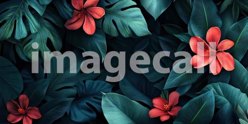 Tropical Tapestry: A vibrant collage of lush foliage and exotic blooms, where vibrant colors and intricate textures create a captivating visual feast.