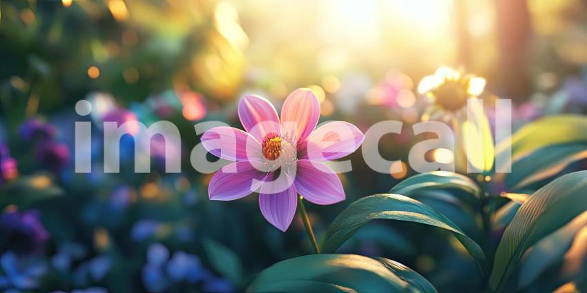 A Tapestry of Blooms: A vibrant field of flowers basks in the warm sunlight, where lilies of various hues stand tall, creating a breathtaking natural spectacle.