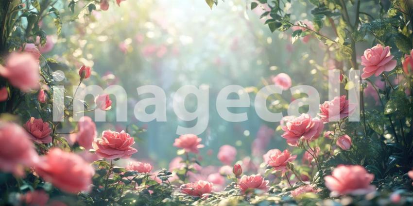 A Rose-Colored World: A symphony of delicate blooms, bathed in warm sunlight, creates a magical garden where beauty reigns supreme.