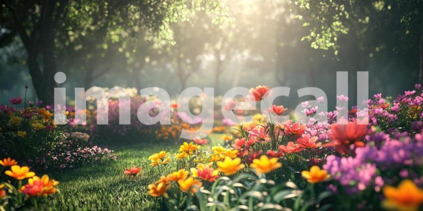 A Rose-Colored World: A symphony of delicate blooms, bathed in warm sunlight, creates a magical garden where beauty reigns supreme.