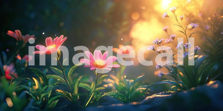 A Rose-Colored World: A symphony of delicate blooms, bathed in warm sunlight, creates a magical garden where beauty reigns supreme.