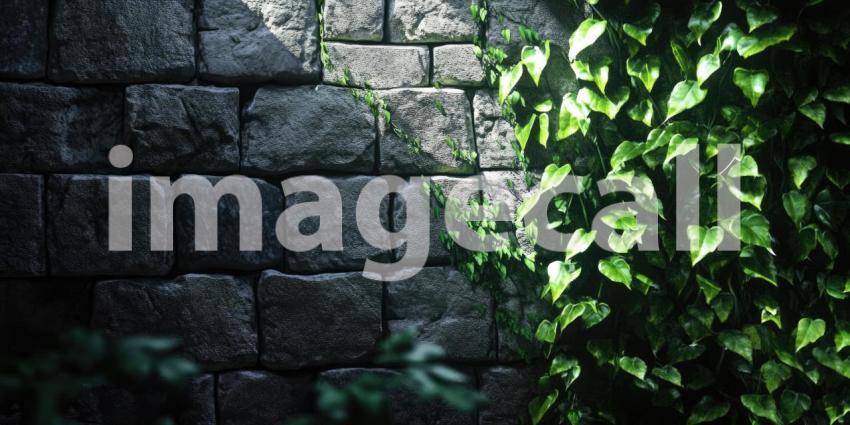 Stone and Vine: A tapestry of weathered stones, interwoven with vibrant greenery, creating a harmonious blend of natural textures and colors.