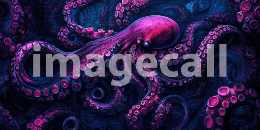 Chromatic Cephalopod: A mesmerizing octopus, bathed in a kaleidoscope of colors, mesmerizes with its iridescent skin and intelligent gaze.