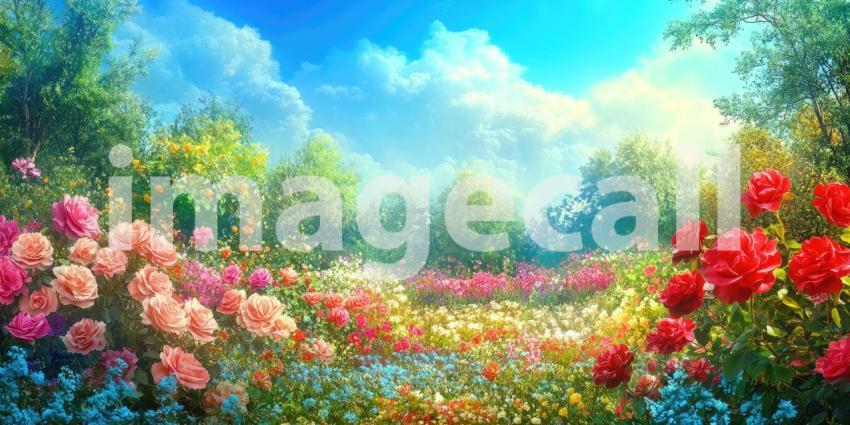 A Rose-Colored World: A symphony of delicate blooms, bathed in warm sunlight, creates a magical garden where beauty reigns supreme.