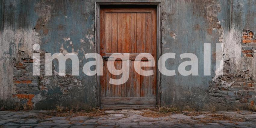 A Rustic Welcome: A weathered wooden door, framed by a stone wall, invites you into a cozy haven, promising warmth and tranquility within.