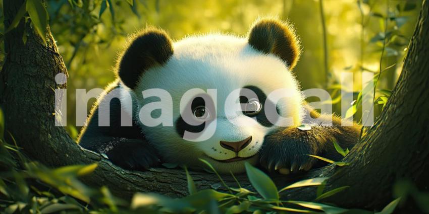Bamboo Bandit: A mischievous panda cub peeks through the lush greenery, its adorable face captivating hearts and stealing every scene.
