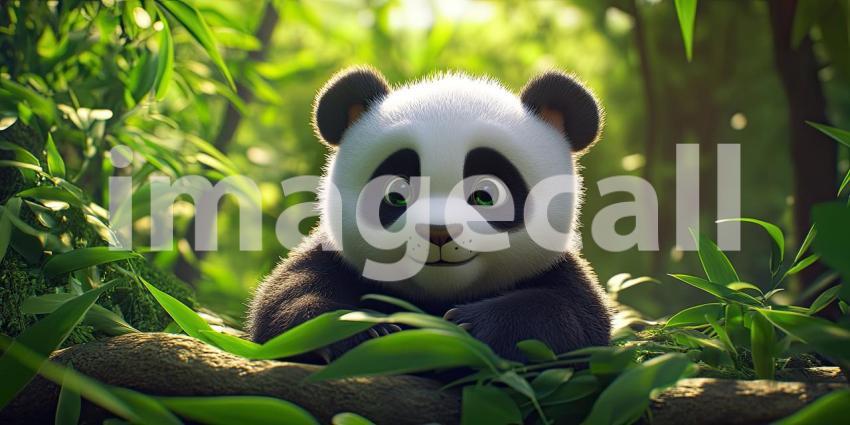 Bamboo Bandit: A mischievous panda cub peeks through the lush greenery, its adorable face captivating hearts and stealing every scene.