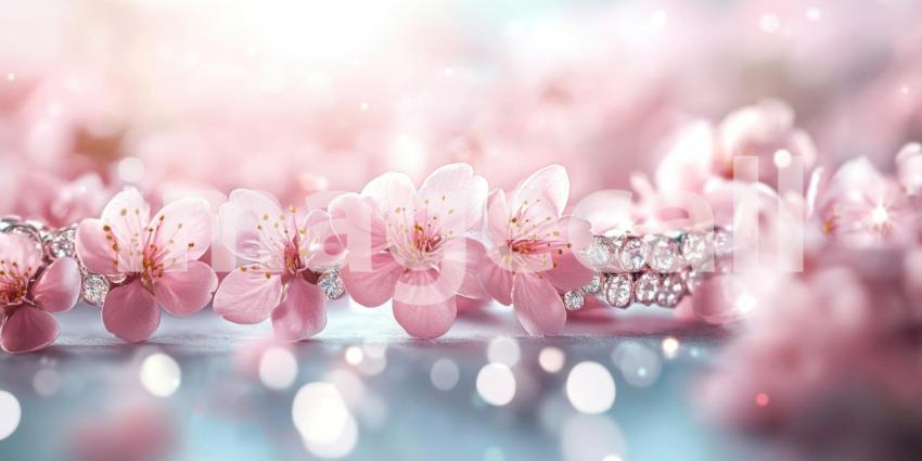 A Prelude to Spring: Delicate pink blossoms burst forth, heralding the arrival of warmer days, as the sun casts a warm glow on the budding branches.