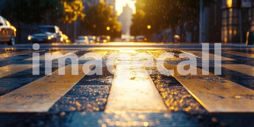 A quiet street awaits, bathed in warm morning light, inviting a leisurely stroll through a charming neighborhood