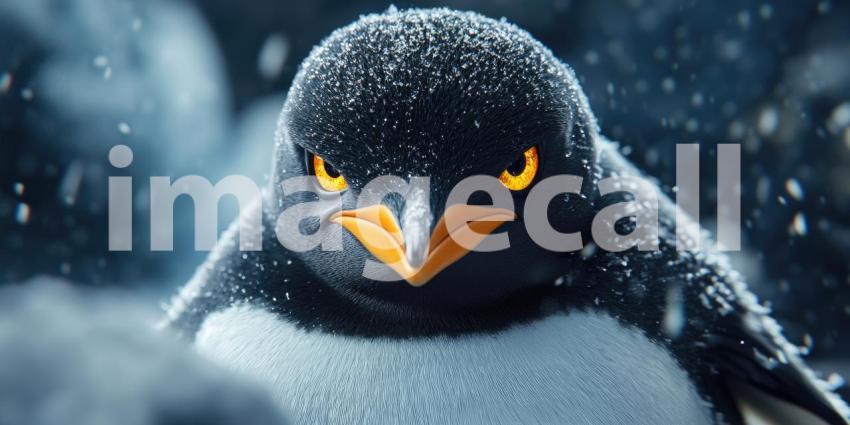 A curious penguin stands tall on a rocky perch, its tuxedo-like plumage contrasting against the lush greenery, ready for its next adventure